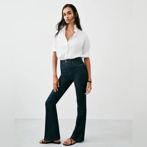 SPANX Original EveryWear Flare Jeans  Raw Indigo Small Dark Wash Pull On NWT